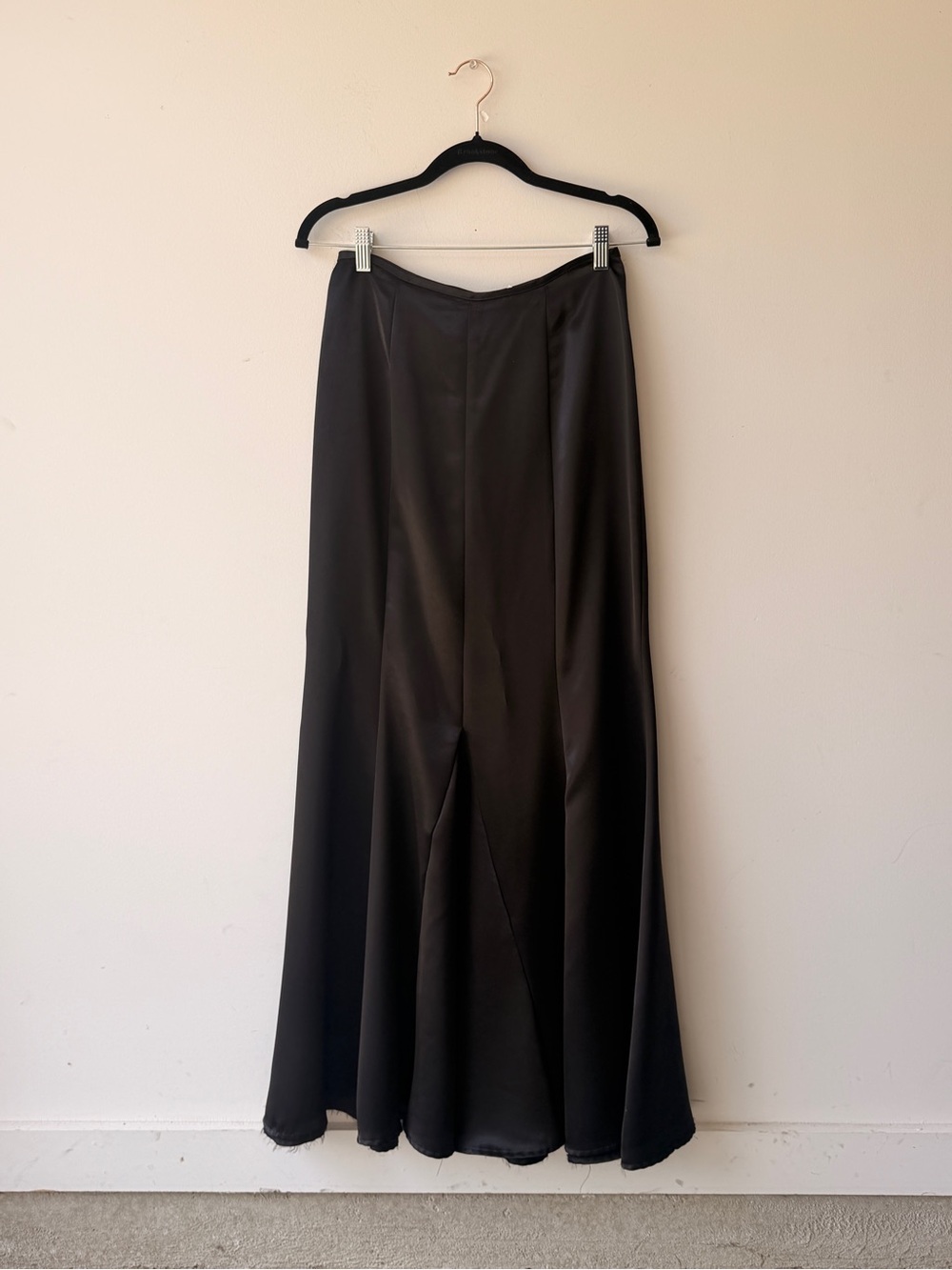 Vintage Cache Black Satin Maxi Skirt